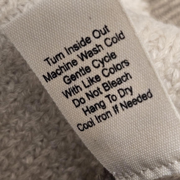 J.O.A. Beige Ribbed Knit Sweater With Denim Sleeves Size Large - Picture 5 of 11